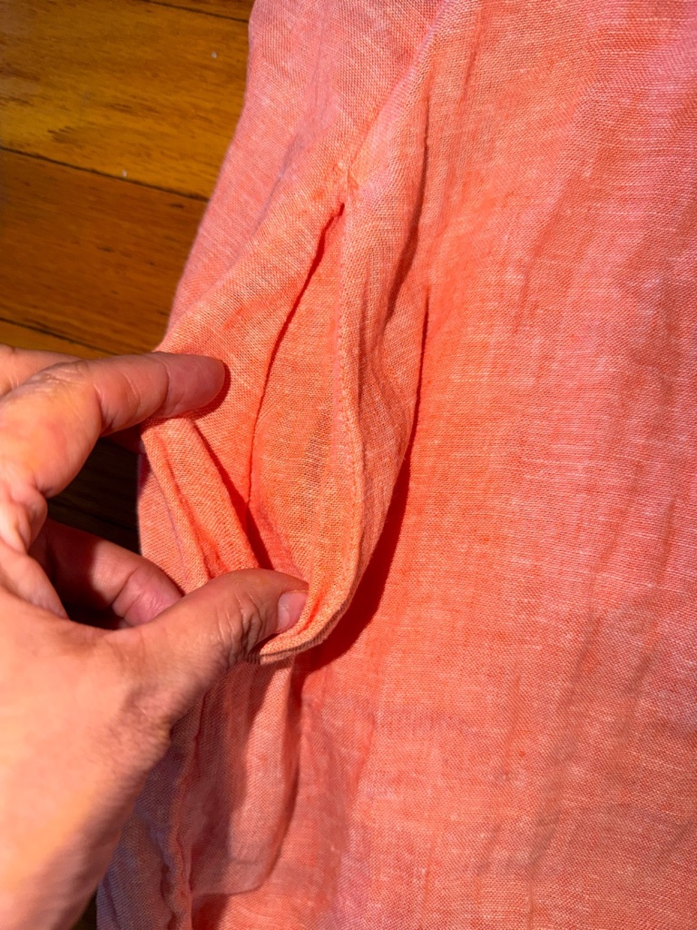 Haute Hippie Coral Pink Wide-Leg Linen Jumpsuit - Picture 4 of 7